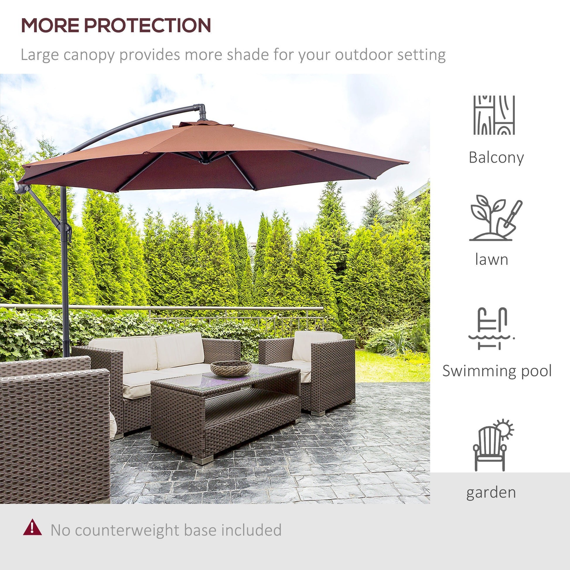 Solair 10' Cantilever Umbrella – Square Hanging Shade with Tilt & 360° Rotation (Red) - JUSTLIVE NESTJUSTLIVE NEST