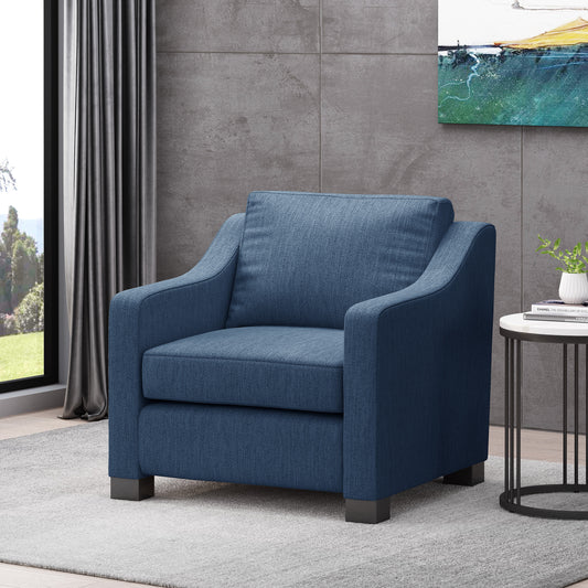 Luxe Club Lounge – Blue Upholstered Accent Chair for Relaxed Living