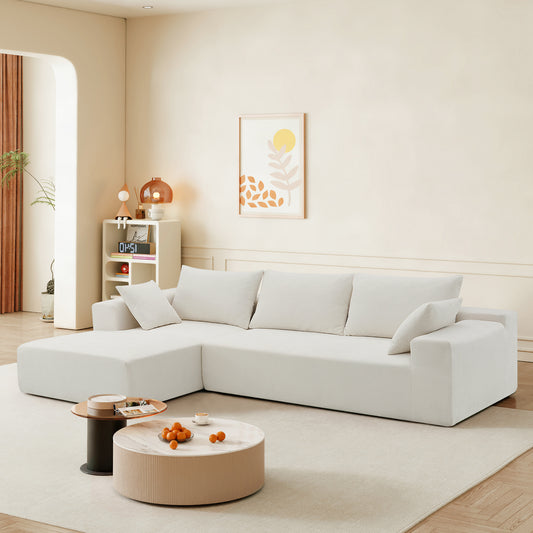 CloudNest™ Cream Duo – Modular L-Shape Sofa Set for Modern Living
