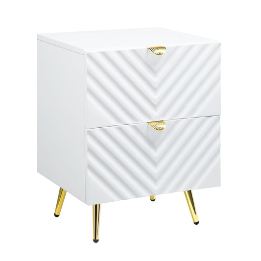 Gavira Gloss Stand – White High Gloss Finish Nightstand with Clean Lines