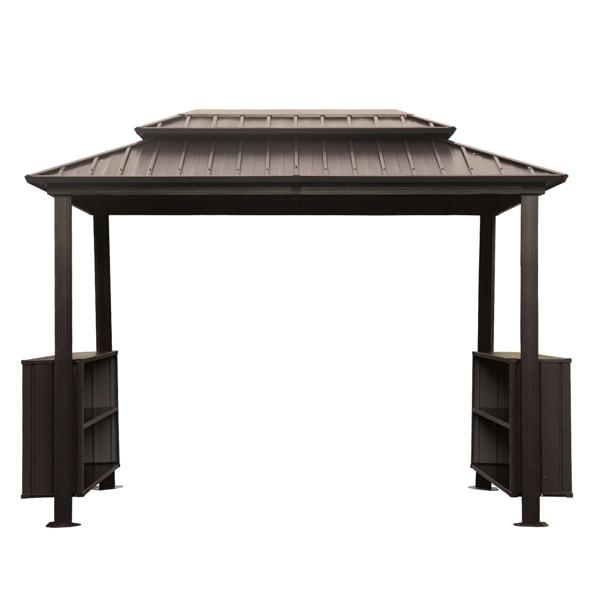 Grillan 6x10' BBQ Gazebo – Hardtop Grill Shelter with Steel Roof, Cabinets & Hooks (Brown) - JUSTLIVE NESTJUSTLIVE NEST