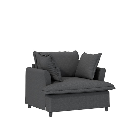 37' Modular Lounge Chair – Oversized Chenille Seat with Accent Pillow