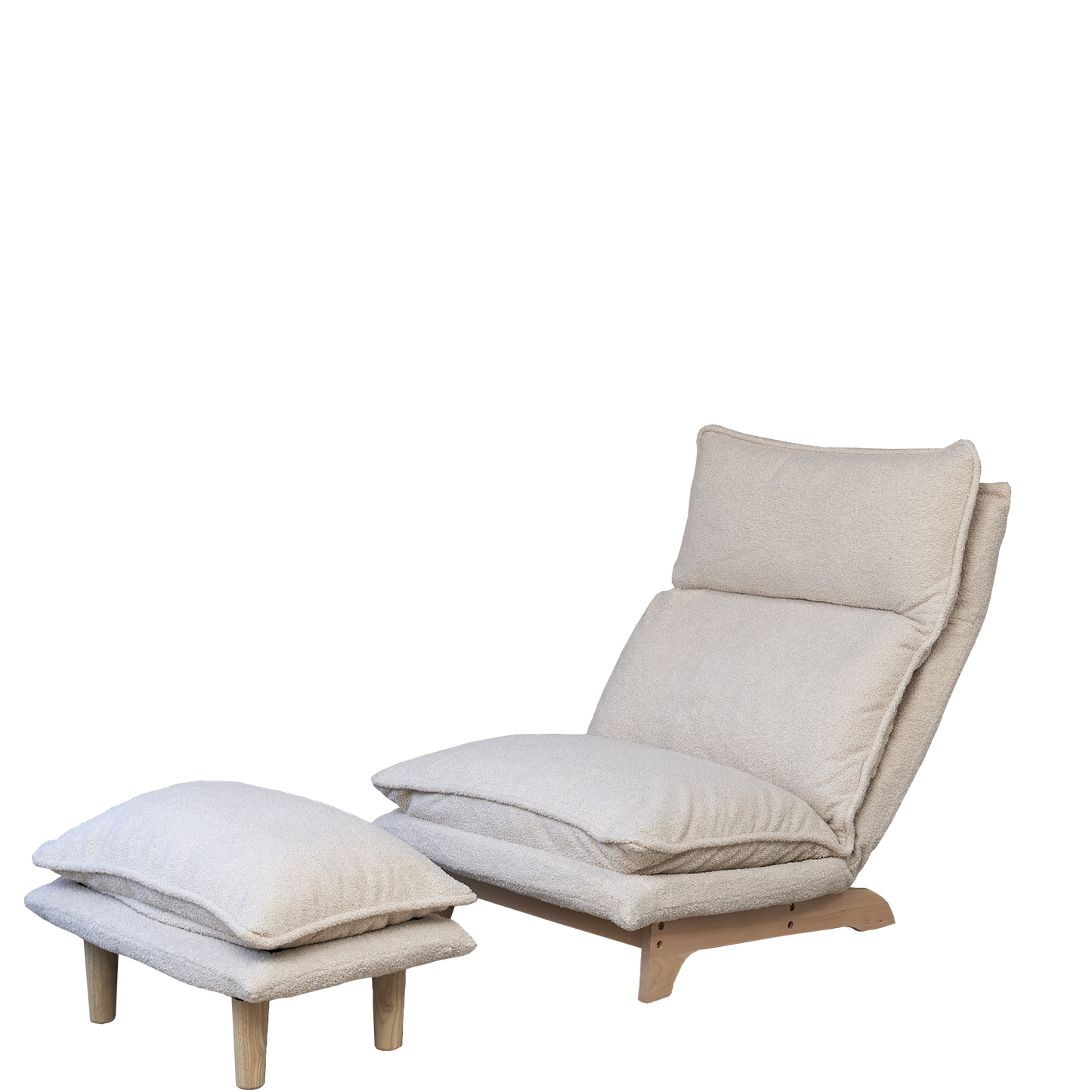 Lena Recline Chair – Foldable Beige Lounge Chair with Metal Frame for Balcony or Bedroom