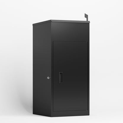 Lunaris Black Bookcase – 83.4'' Tall LED Shelf with Sliding Doors and Open Display