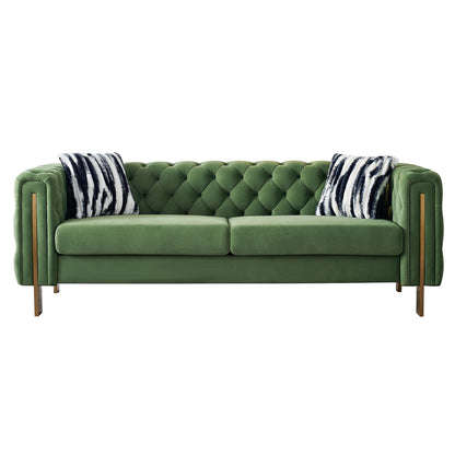 NestEdge ‘MintChester” 84” Sofa – Tufted Velvet | Modern Chesterfield in Soft Mint