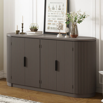 Ulvera Stripe Cabinet – Vertical Slatted Door Storage with Adjustable Shelves