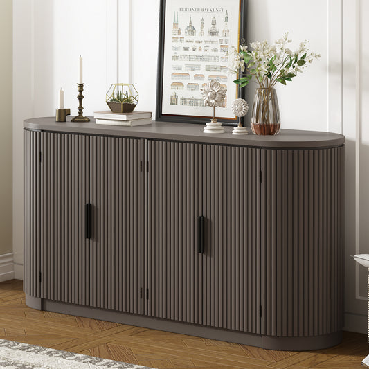 Ulvera Stripe Cabinet – Vertical Slatted Door Storage with Adjustable Shelves