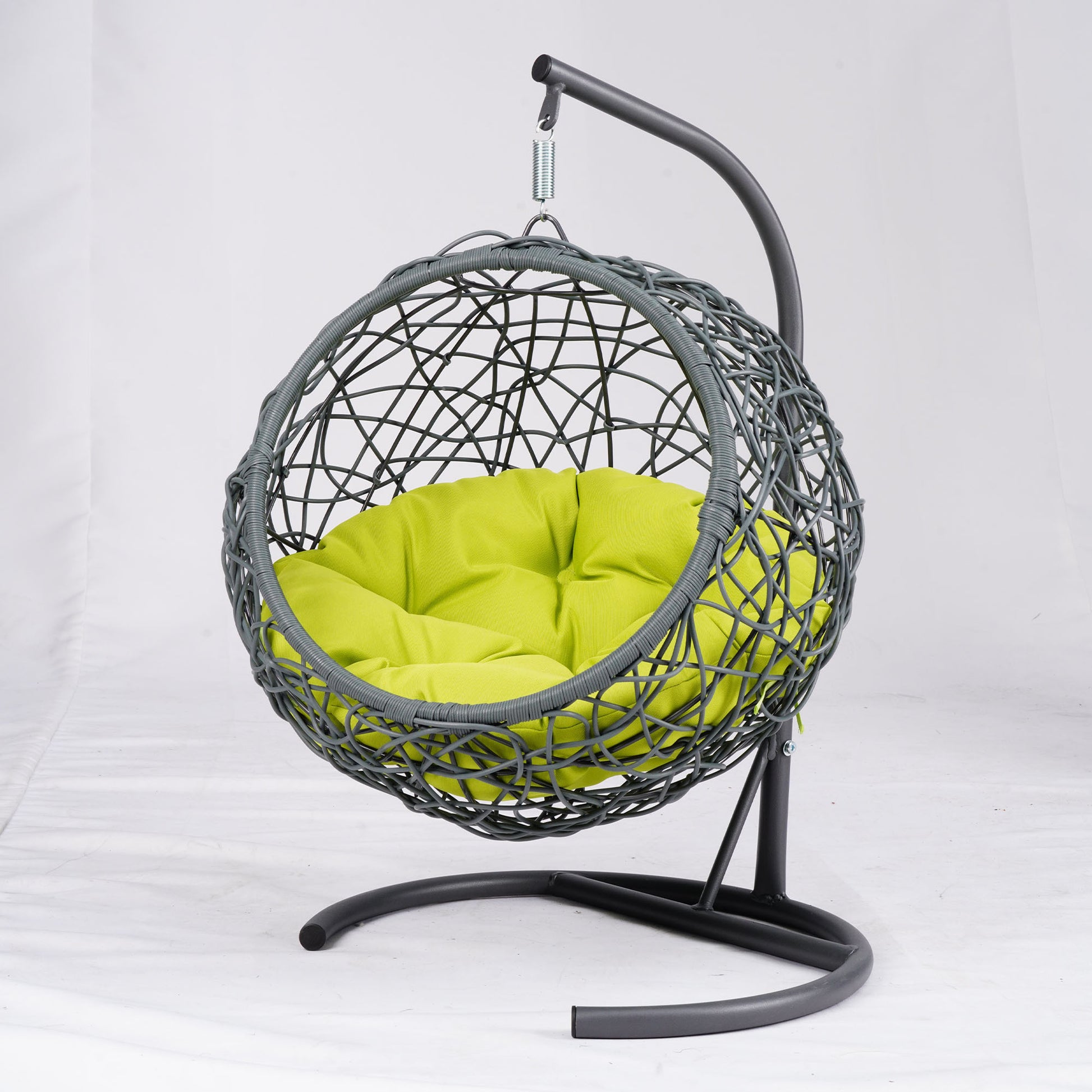 Nuvio Cat Swing Lounge – Green Hanging Egg Bed with Rattan Look, Stand & Cushion - JUSTLIVE NESTJUSTLIVE NEST
