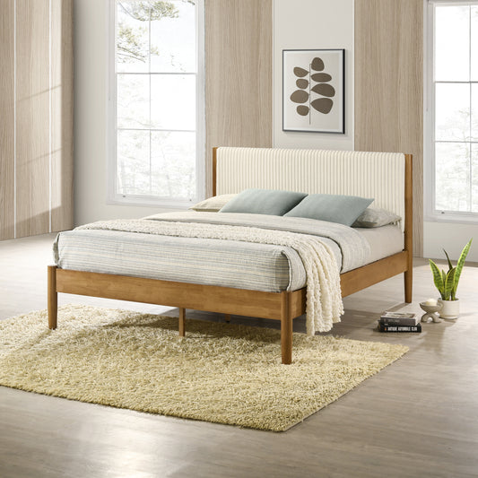 Vichy Queen Bed – Light Walnut Rubberwood Platform Frame