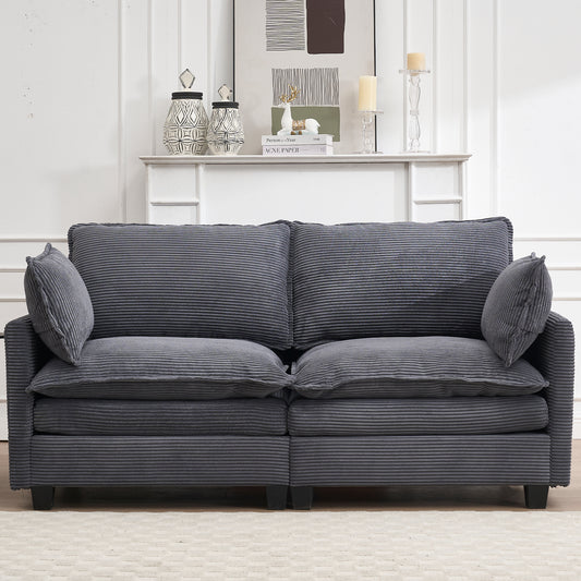 JUSTLIVE ‘Comfina Luxe” Modular Sofa – Velvet U-Shape | 2-Seat + Deep Seat + Lumbar Pillows for Living Room