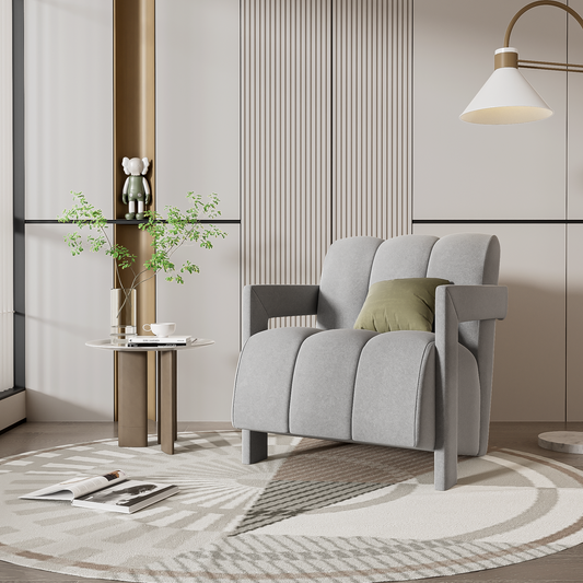 Lucano Chair – Softweave Fabric, L-Arm Design, Minimalist Comfort Frame