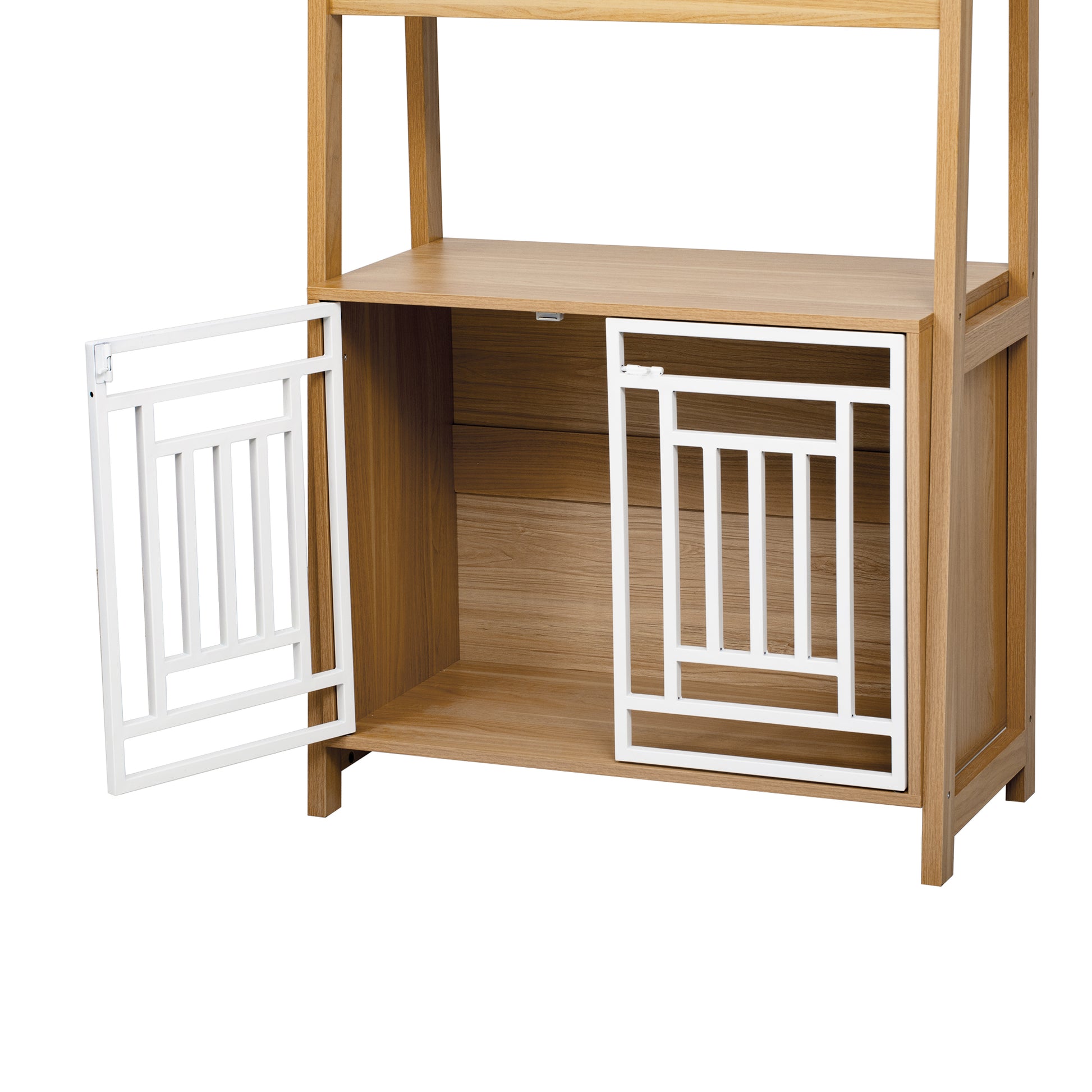 Hollo Crate Shelf Tower – Dog Crate & Ladder Bookcase Combo in Furniture Style - JUSTLIVE NESTJUSTLIVE NEST
