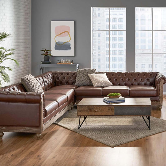 Grand Lounge – Spacious Comfort Sofa with Crafted Wood Accents & Heritage Design