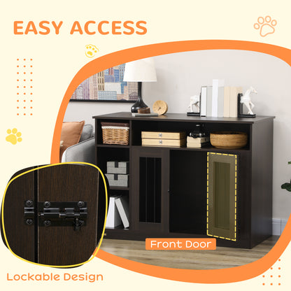 Hollo Dog Crate Table – Brown Dual - Use Pet Crate with Adjustable Shelf & Wide Top Surface (47") - JUSTLIVE NESTJUSTLIVE NEST