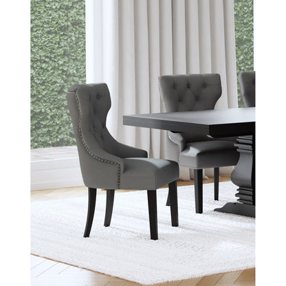 Gillian Dining Chair – Gray and Black Upholstered Side Chair, Modern Look