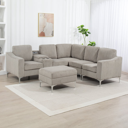 Modular Lounge – Plush Storage Sofa with Smart Features & Relax Module (Gray)