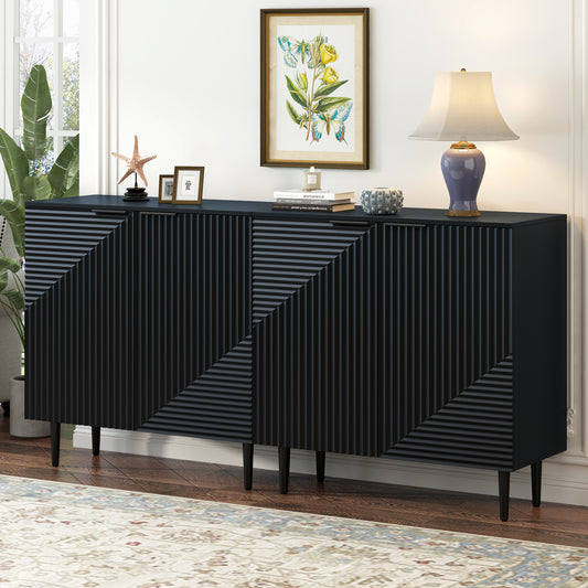 Mirodra Duo Set – 2 Geometric Door Cabinets with Adjustable Shelves