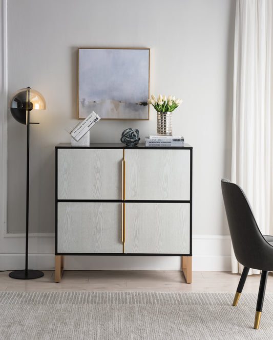 Modvara 4-Door Cabinet – 42" Coffee Bar Console with Metal Handles
