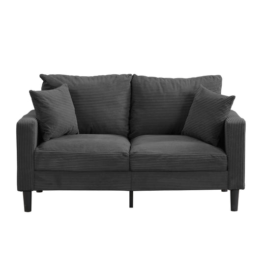 NestEdge ‘CordiNest” 57” Loveseat – Dark Gray Corduroy | High-Resilience Cushion + Wood Frame