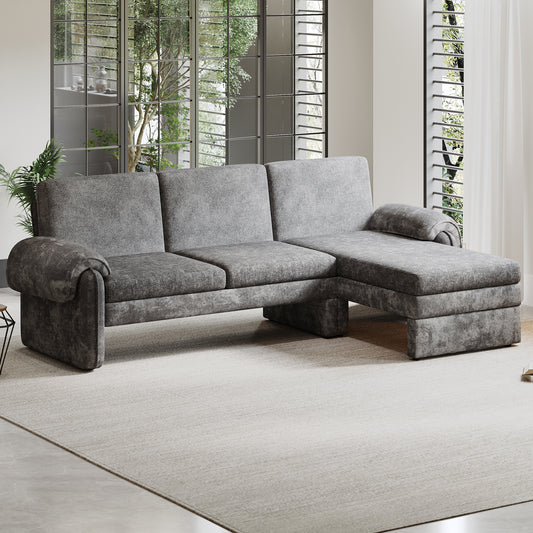 94' Convertible Lounge Bed – Gray Modular Sofa with Adjustable Back, Reversible Chaise & Accent Pillows