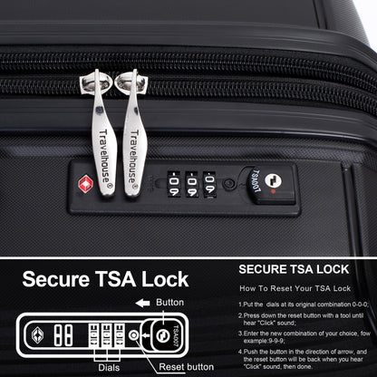 Jetera 3 - Piece PP Luggage Set – Black Polypropylene Hardshell with Double Spinner Wheels & TSA Lock (20/24/28") - JUSTLIVE NESTJUSTLIVE NEST