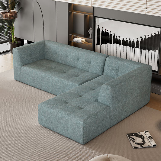 112' Modular Living Lounge – L-Shape Convertible Sofa with Free-Form Pairing (Blue Gray),