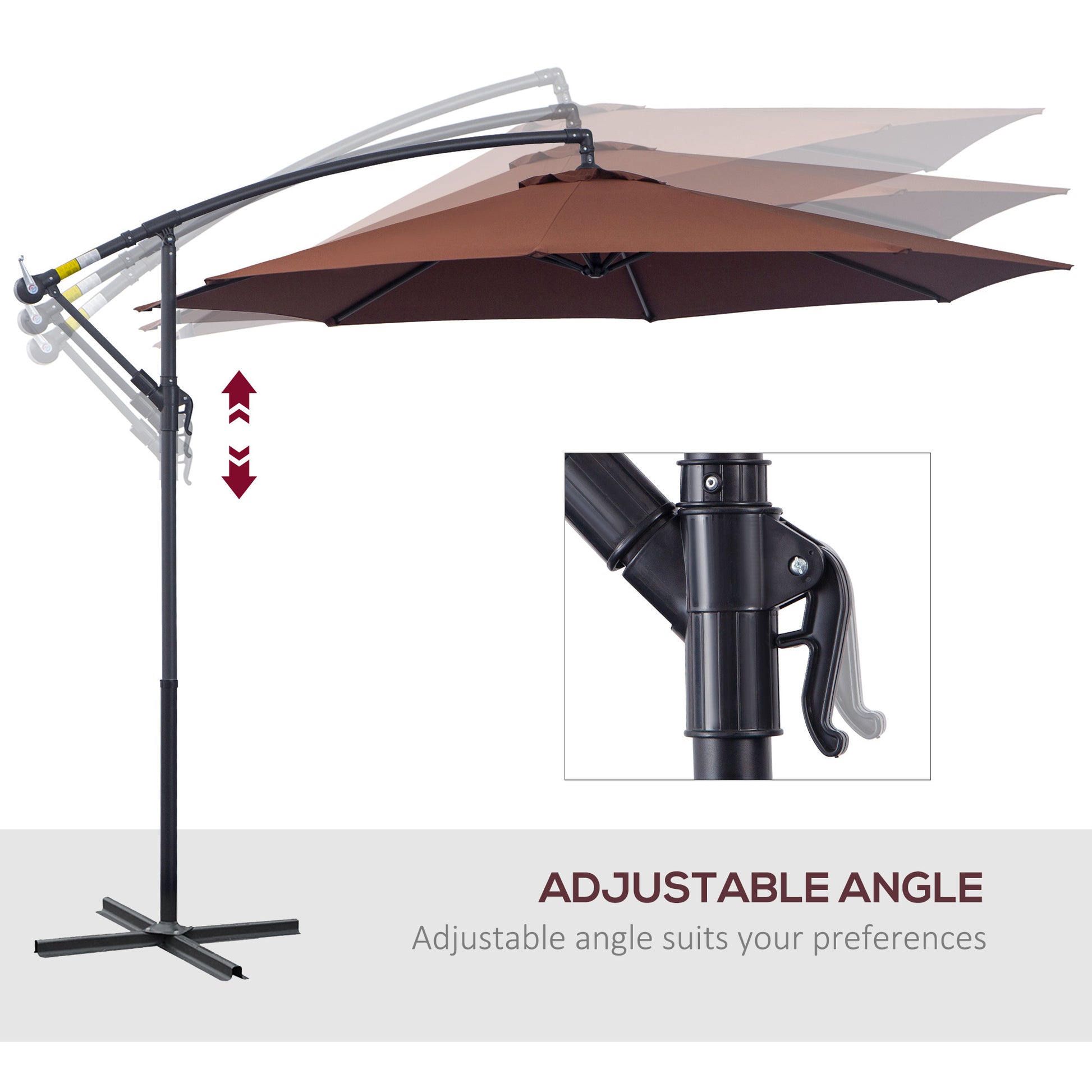 Solair 10' Cantilever Umbrella – Square Hanging Shade with Tilt & 360° Rotation (Red) - JUSTLIVE NESTJUSTLIVE NEST
