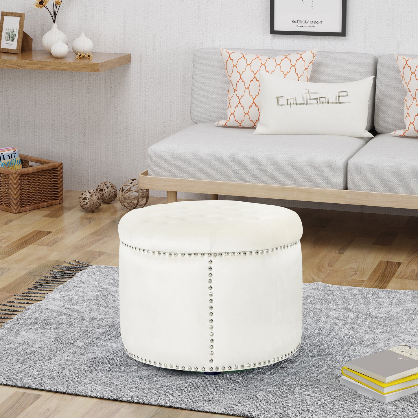 Enda Ottoman – Everyday Utility Block in Pale Fabric