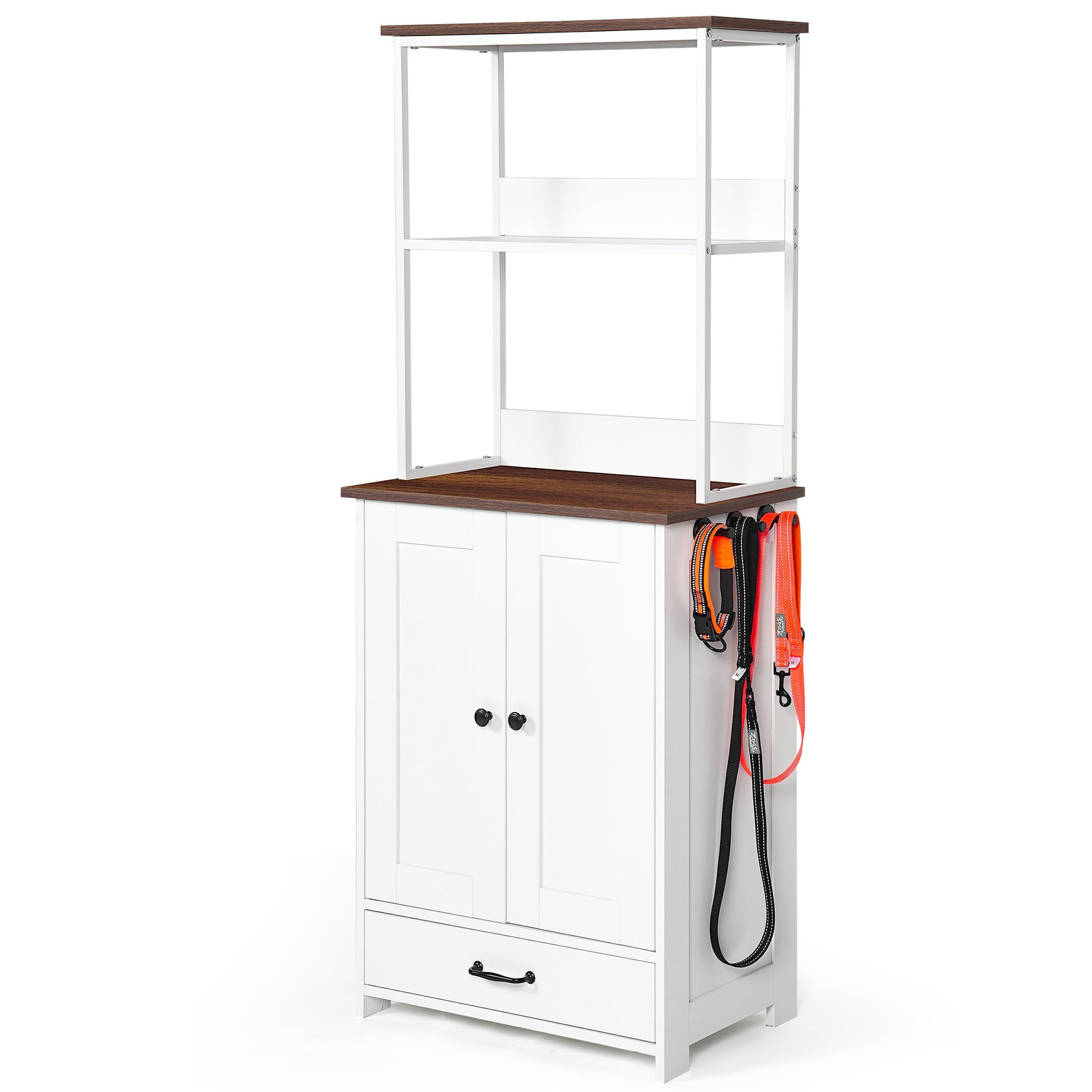 Verno Pet Feeder Console – White Feeding Station with 2 Bowls, Adjustable Shelves & Storage - JUSTLIVE NESTJUSTLIVE NEST