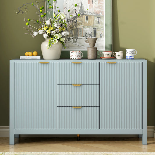 Wavelle Console Table – Entry Cabinet with 3 Drawers, Wave Design, and Soft-Close Doors