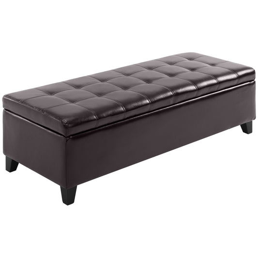 Orvin Bench – Mocha Brown Faux Leather with Lift-Top Storage