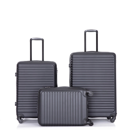 Jetera 3 - Piece ABS Luggage Set – Black Lightweight Suitcases with Spinner Wheels & TSA Lock (20"/24"/28") - JUSTLIVE NESTJUSTLIVE NEST