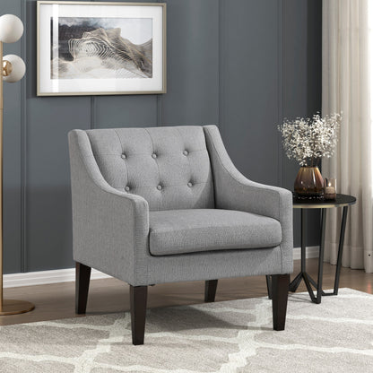 Lenvin Chair – Gray Tufted Fabric, Softform Silhouette, Contemporary Frame