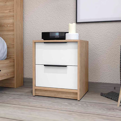 Washley Chest – 2 Large Drawer Nightstand in Warm Transitional Frame