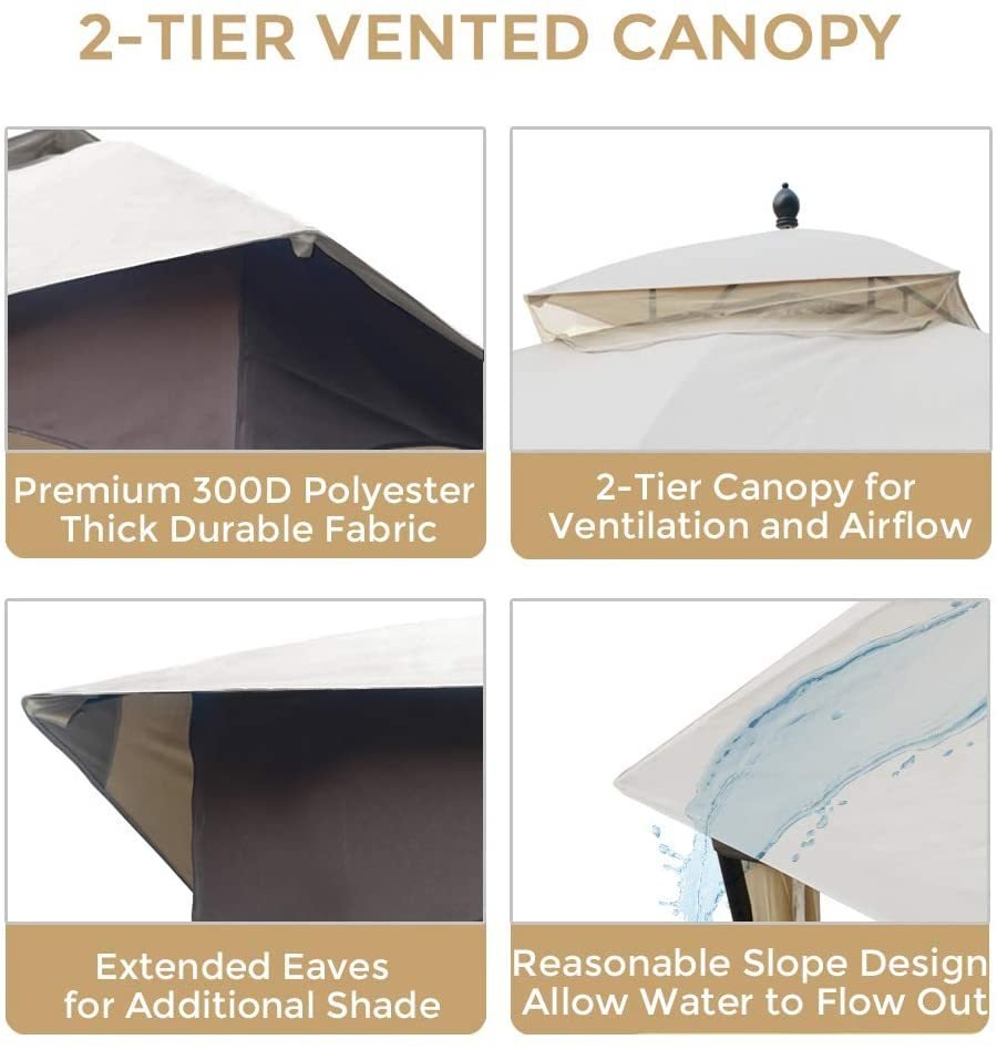 Aurelia 10x12' Soft - Top Metal Gazebo – Heavy Duty Outdoor Pavilion with Mosquito Net & Steel Roof Frame - JUSTLIVE NESTJUSTLIVE NEST