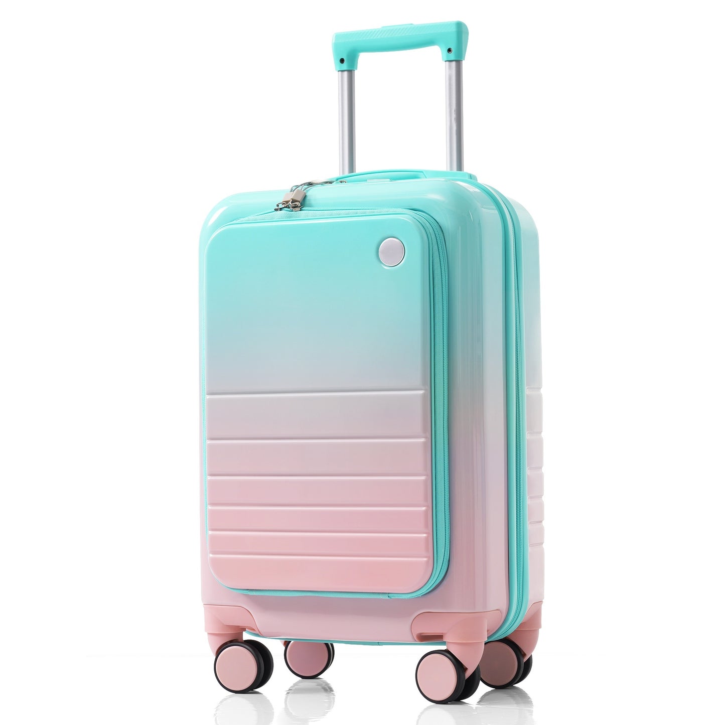 Jetera 3 - Piece Carry - On Luggage Set – Light Blue ABS+PC Hard Shell with USB Port, Cup Holder & Front - Opening Design (20/24/28") - JUSTLIVE NESTJUSTLIVE NEST