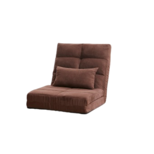 Trifold Sofa Bed – 5-Position Brown Upholstered Metal Frame Fold-Down Floor Couch