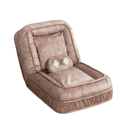 The CozyPup Lounger – Brown Velvet Nest for Shared Relaxation