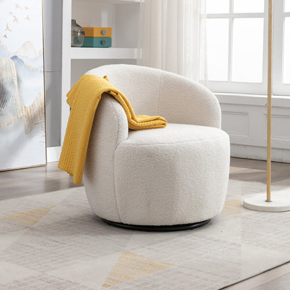 Trunelle Chair – IvoryTeddy Texture, NoirRing Orbit Base