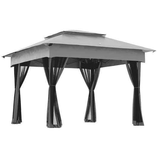 Aurelia 11x11' Pop-Up Canopy – Light Gray Patio Tent with Zippered Mesh & Carry Bag (114 Sq Ft Shade)
