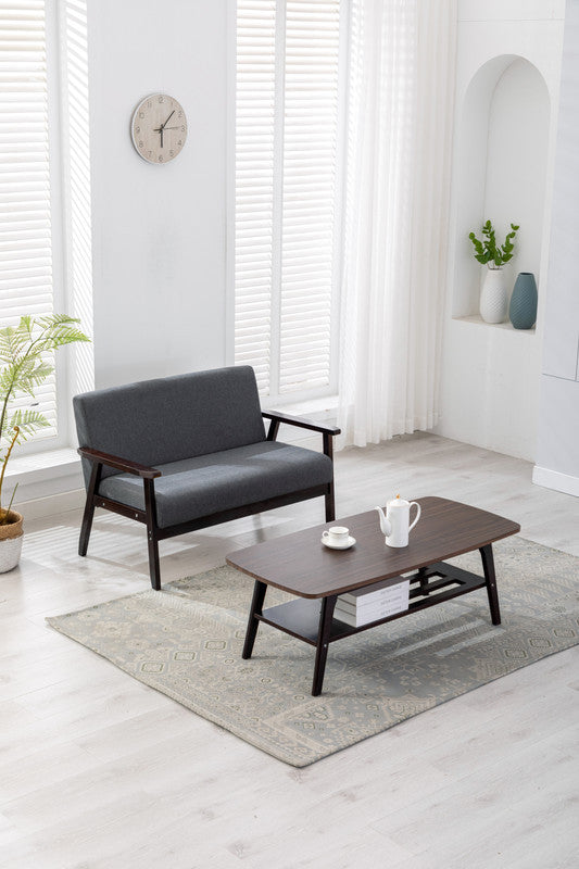 Serevia™ Espresso Set – Upholstered Loveseat & Matching Coffee Table for Stylish Living Spaces