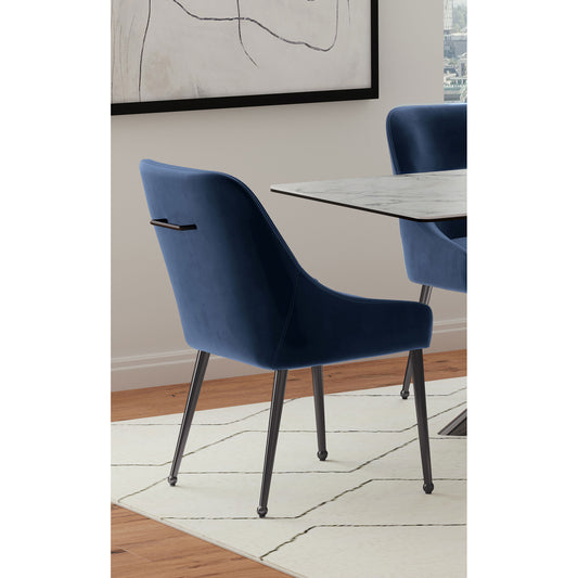 Barnay Dining Chairs – 2-Piece Set in Blue Upholstery with Tapered Legs