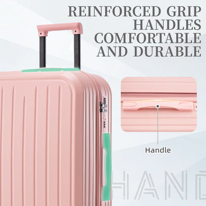 Jetera 3 - Piece ABS Travel Set – Pink 360° Spinner Suitcases with USB Port & Cup Holder (20/24/28") - JUSTLIVE NESTJUSTLIVE NEST