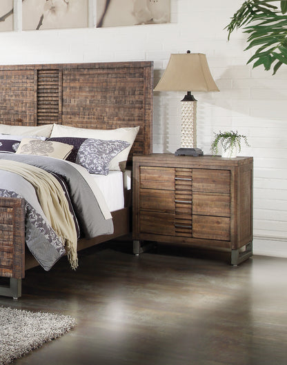 Andryn Stand – Reclaimed Oak Finish Nightstand with Rustic Edging