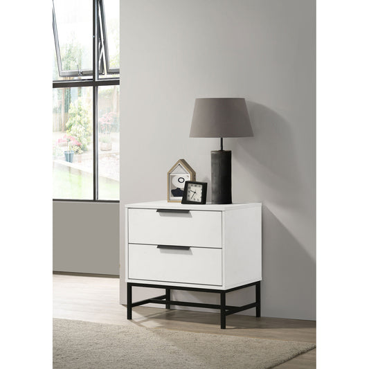 Younelle Duo Table – White 2-Drawer Bedside Stand with Sleek Contemporary Form