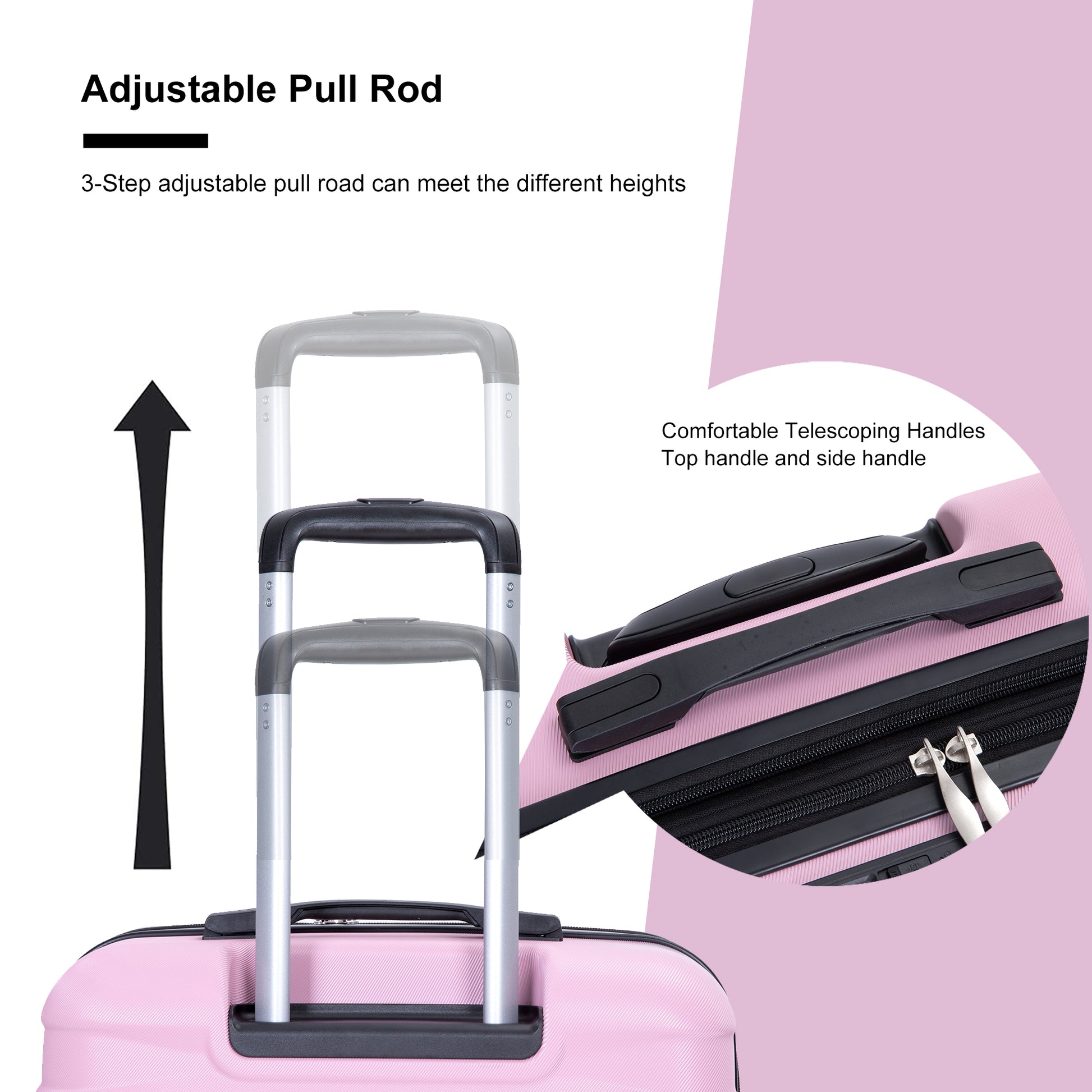 Jetera 3 - Piece Luggage Set – Pink PC Expandable Suitcases with Double Spinner Wheels & TSA Lock - JUSTLIVE NESTJUSTLIVE NEST
