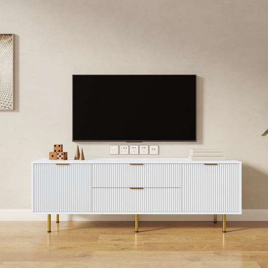 Velari Console – Warm White Modern TV Stand for Living Room or Bedroom