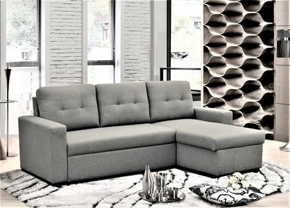 Convertible Lounge – Space-Saving L-Shape Sleeper Sofa with Pull-Out Bed (Grey)
