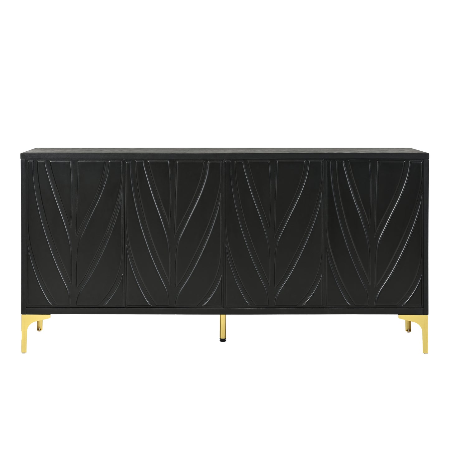 Carven Sideboard – Black Modern 4-Door Cabinet with Handleless Press-to-Open Design