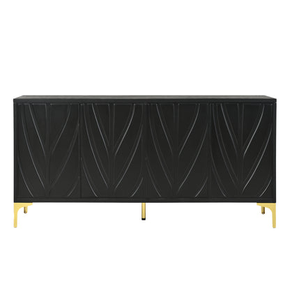 Carven Sideboard – Black Modern 4-Door Cabinet with Handleless Press-to-Open Design